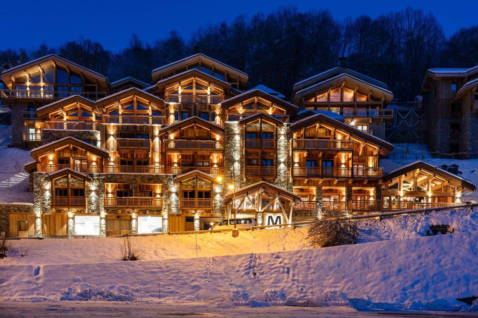 Ski-in/ski-out chalet with private balconies and heated underground parking