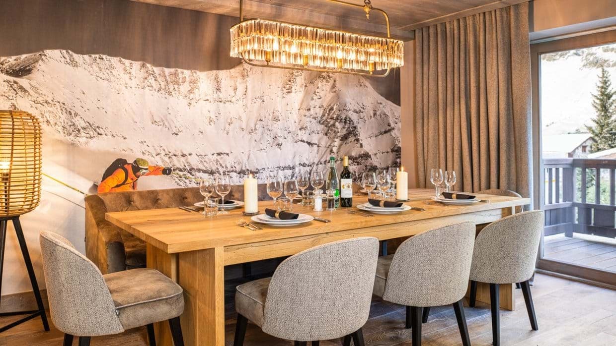 Dining area with seating for 8 and balcony access