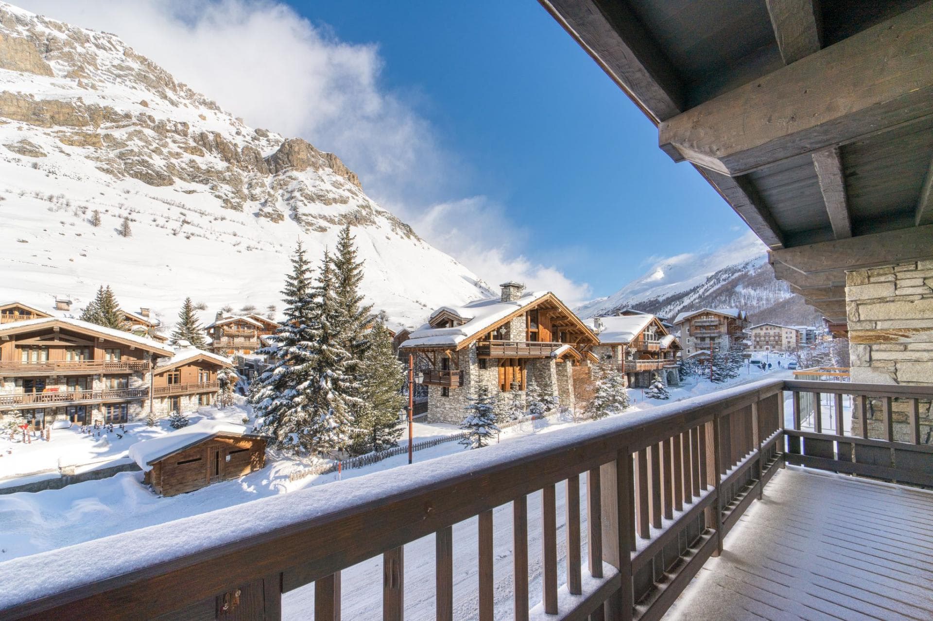 Private balcony with mountain views and village overlooks