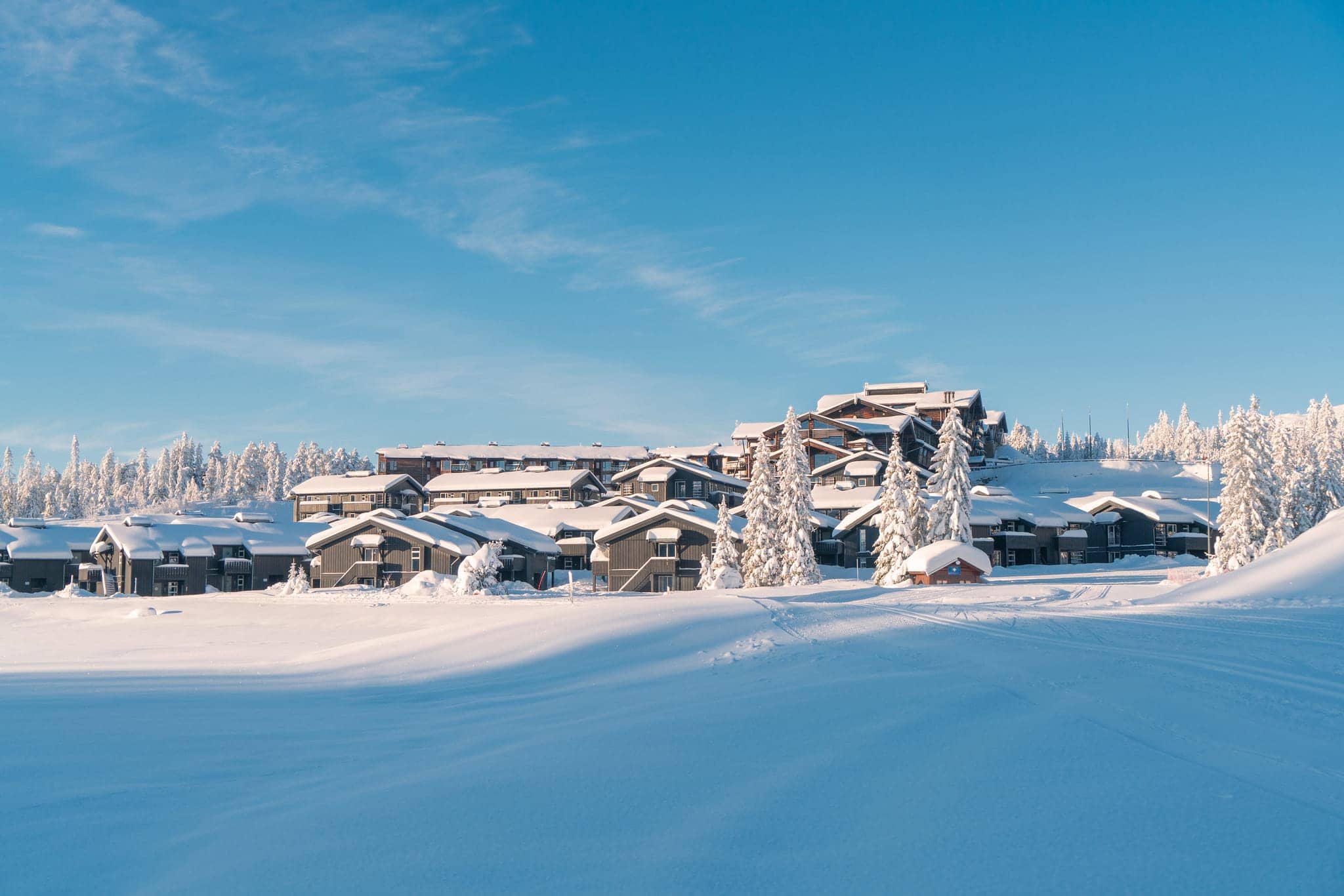Chalet complex with direct access to groomed ski trails and slopes