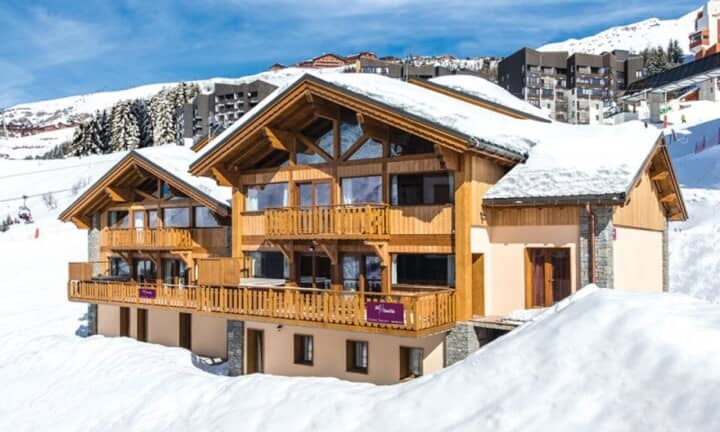 Ski-in/ski-out chalet with private balconies and mountain views