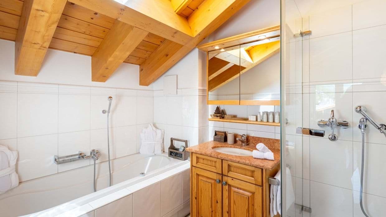 Bathroom with soaking tub and separate walk-in shower