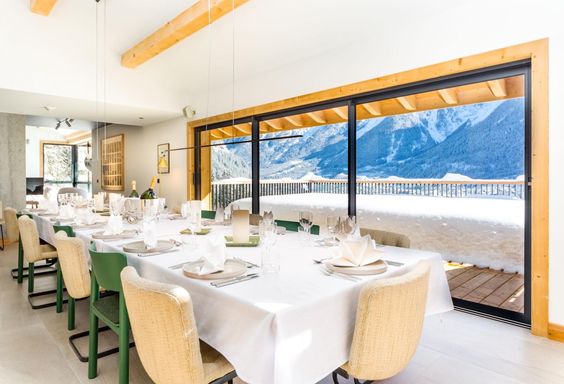 Dining area with seating for 12 and panoramic mountain views