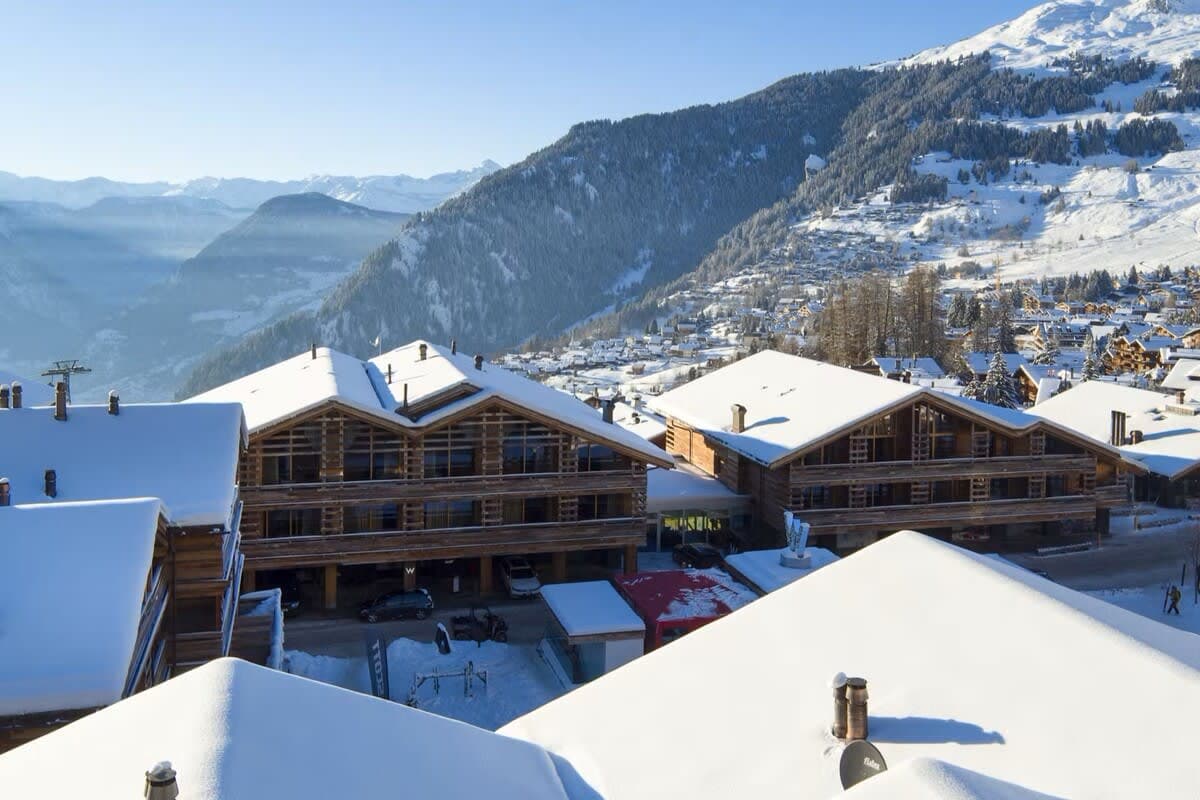 Ski village and valley views from private balcony