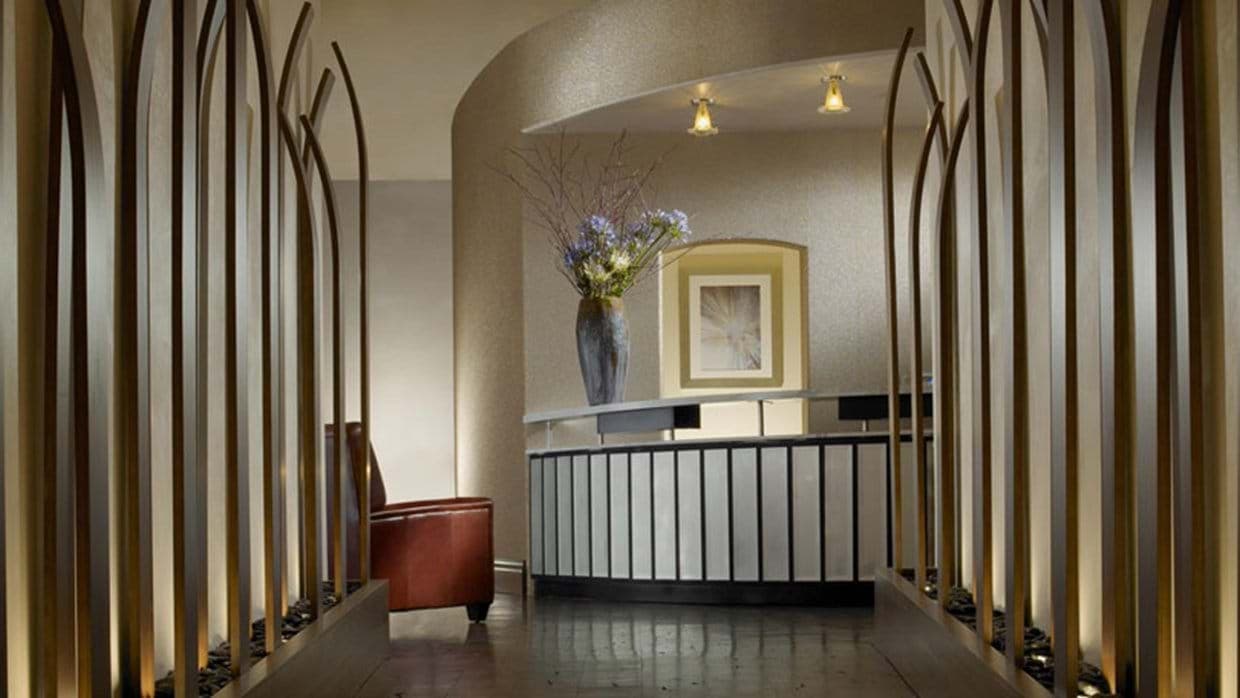 Building lobby and reception desk with concierge services