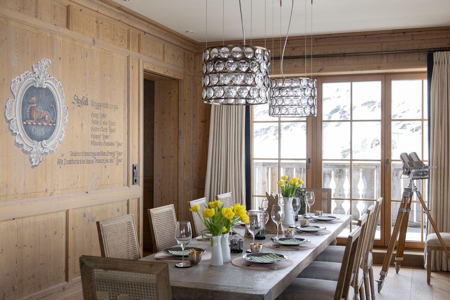 Dining area for 10 with mountain views and balcony access