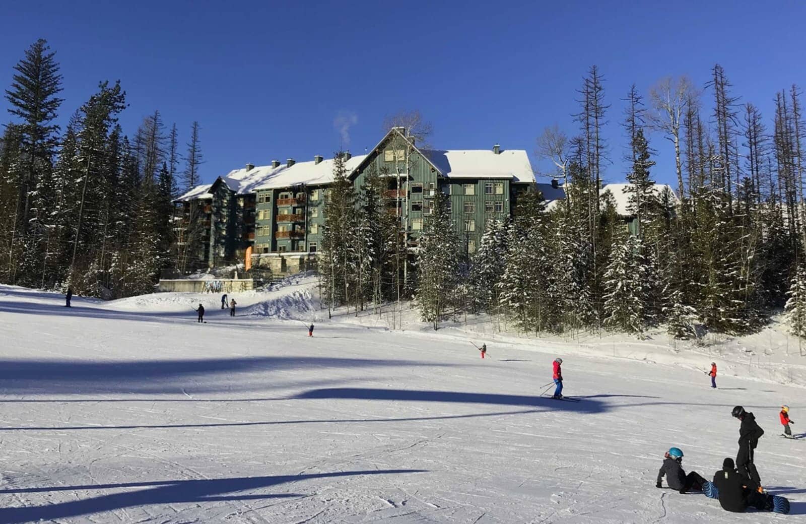 Ski-in, ski-out resort access with groomed trails directly behind the building