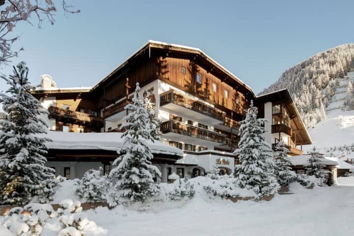 Ski-in/ski-out lodge with private balconies and mountain views