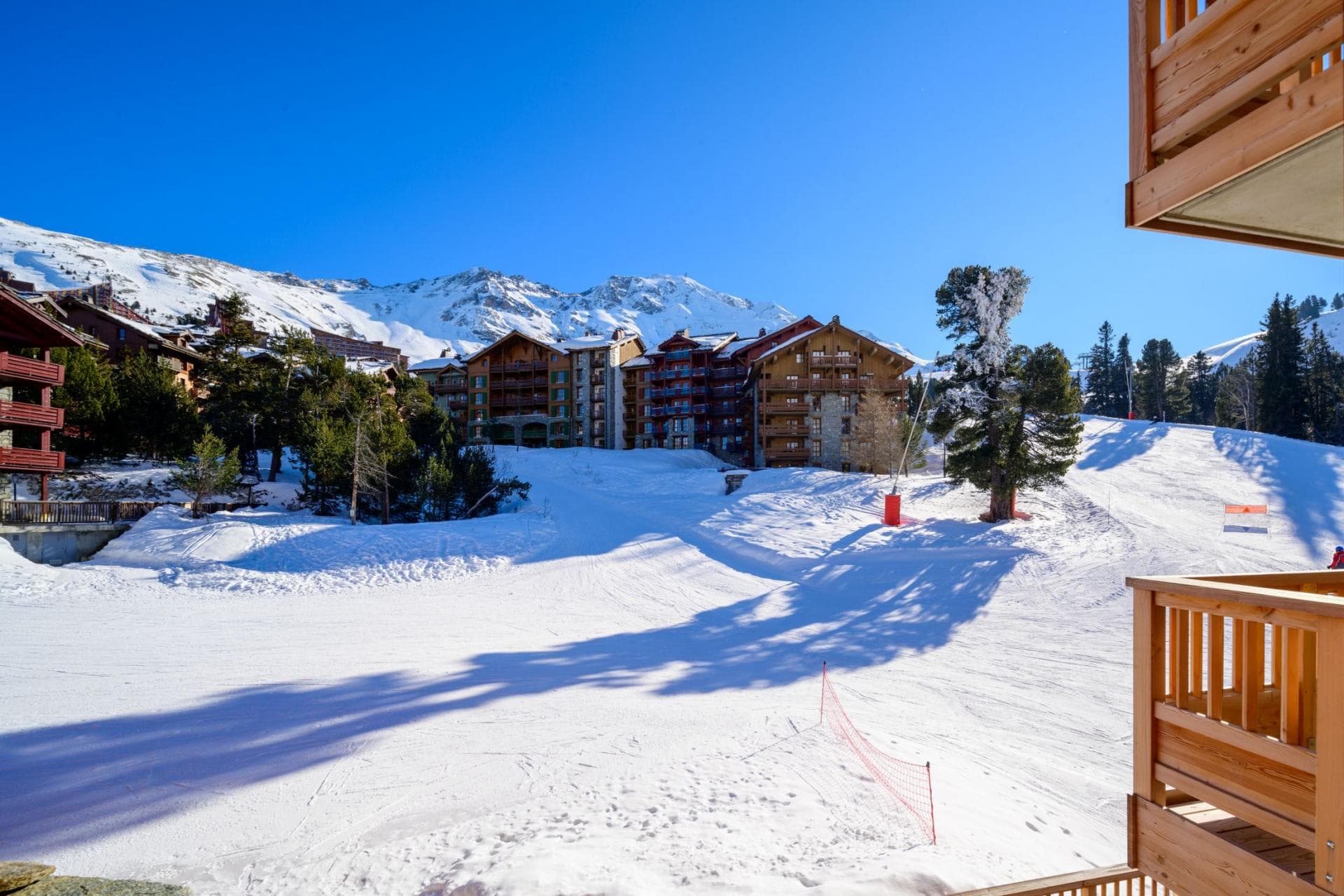 Ski-in/ski-out access from private balcony overlooking nursery slopes