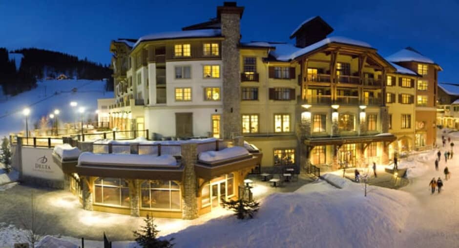 Ski-in ski-out resort lodge with direct mountain access