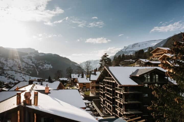 Snow-capped mountain views from the private balcony