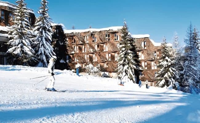 Ski-in, ski-out access directly from the timber-clad lodge exterior