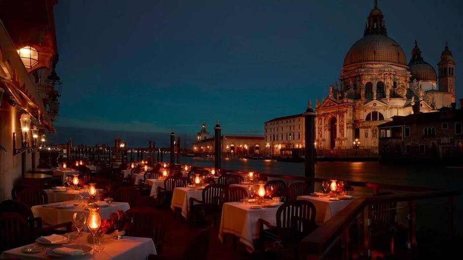 Private waterfront terrace overlooking Grand Canal and Santa Maria della Salute