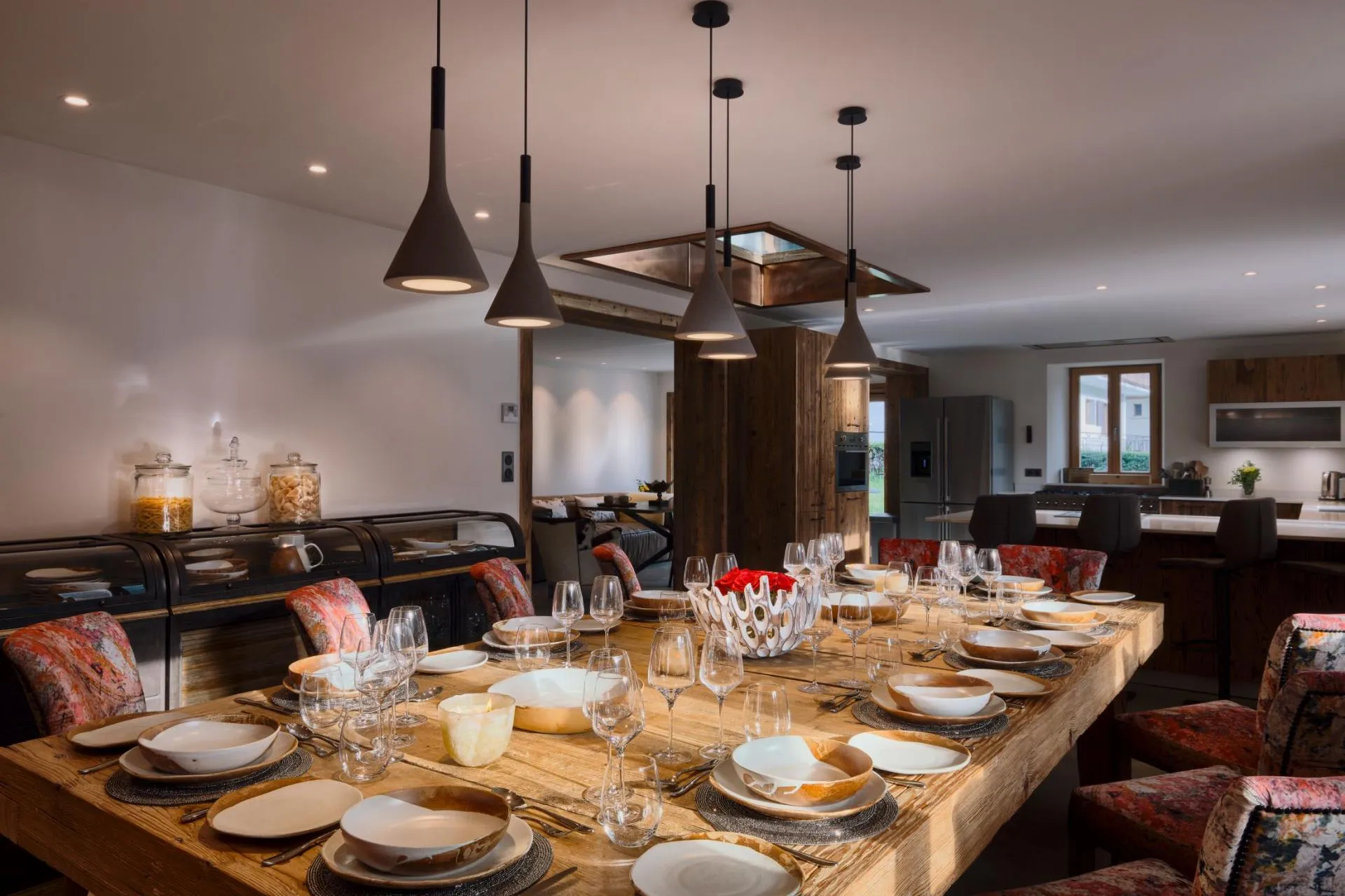 Dining area with seating for 12; open-plan kitchen access