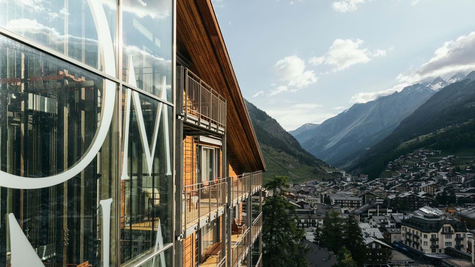 Private balconies with valley views and Zermatt village outlook