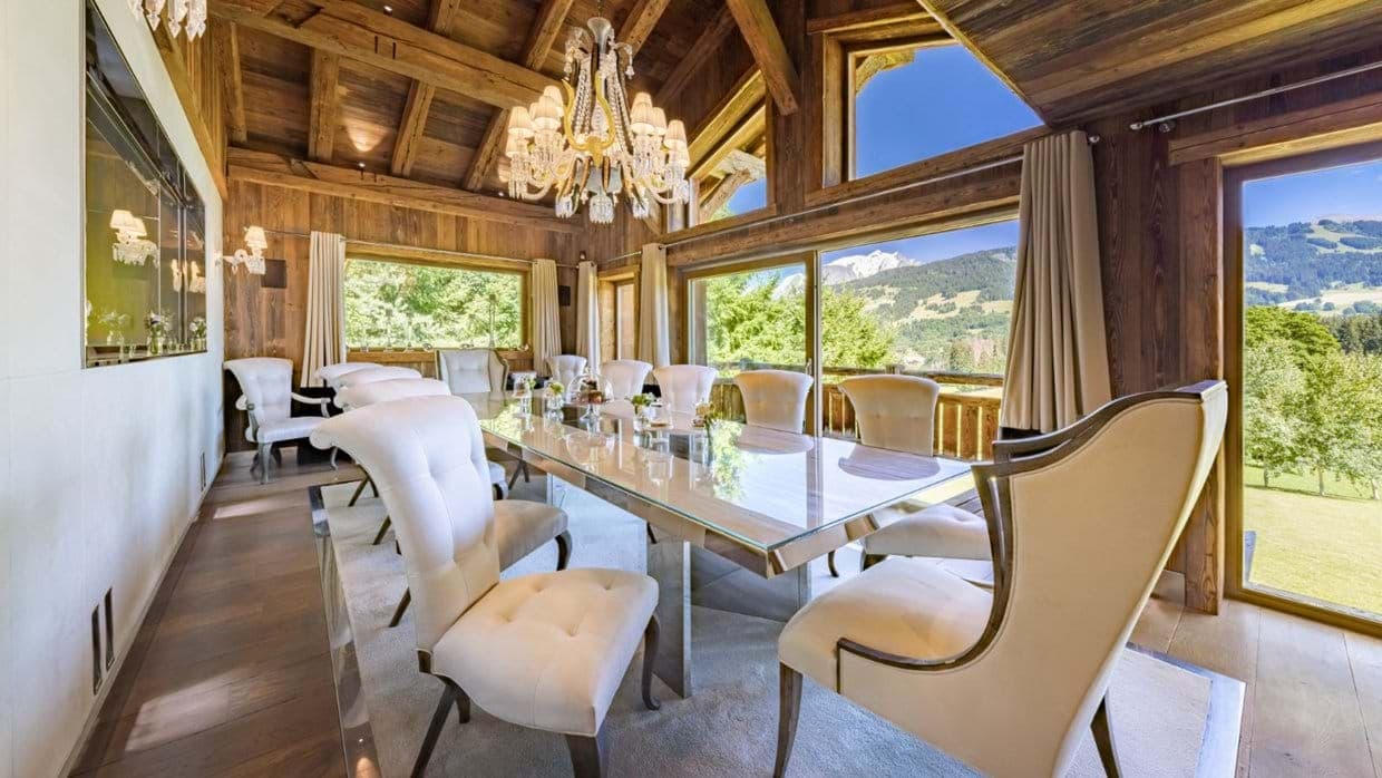 Dining room seating 10 with panoramic mountain views