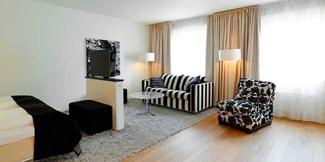 Studio suite with king bed and separated living area