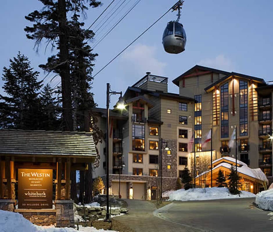 Resort exterior with on-site gondola access and valet entrance
