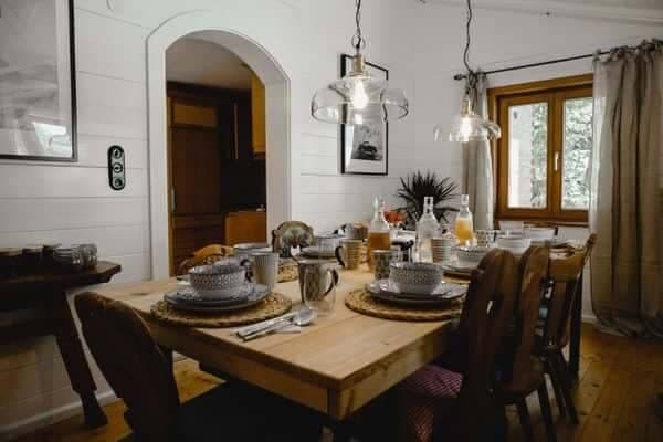 Dining area with seating for 8 adjacent to the kitchen