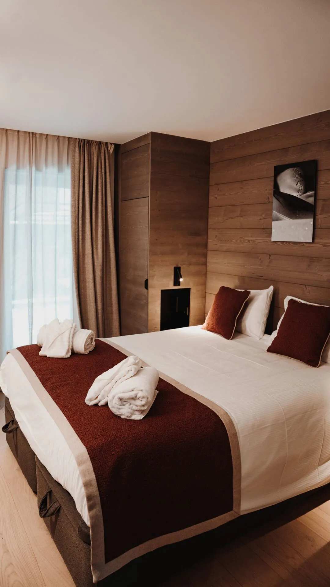 Bedroom with layered bedding