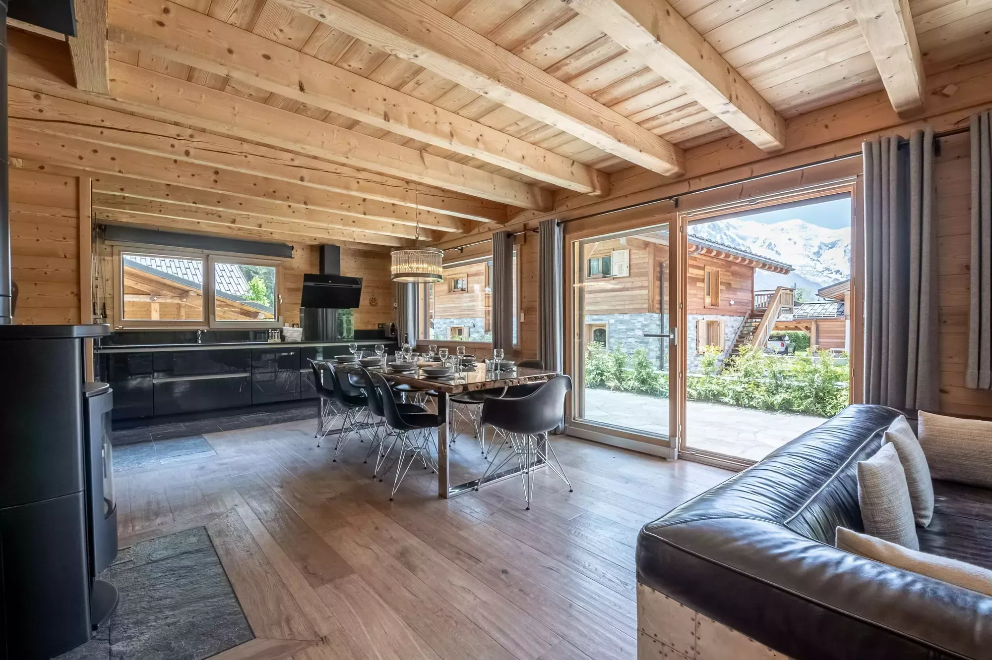Living and dining area opening onto the terrace