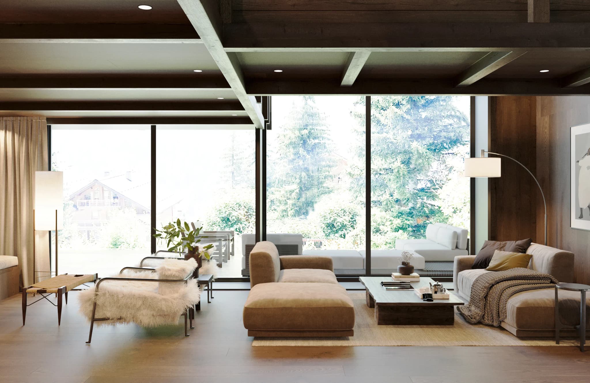 CGI illustration of the lounge and full-height windows