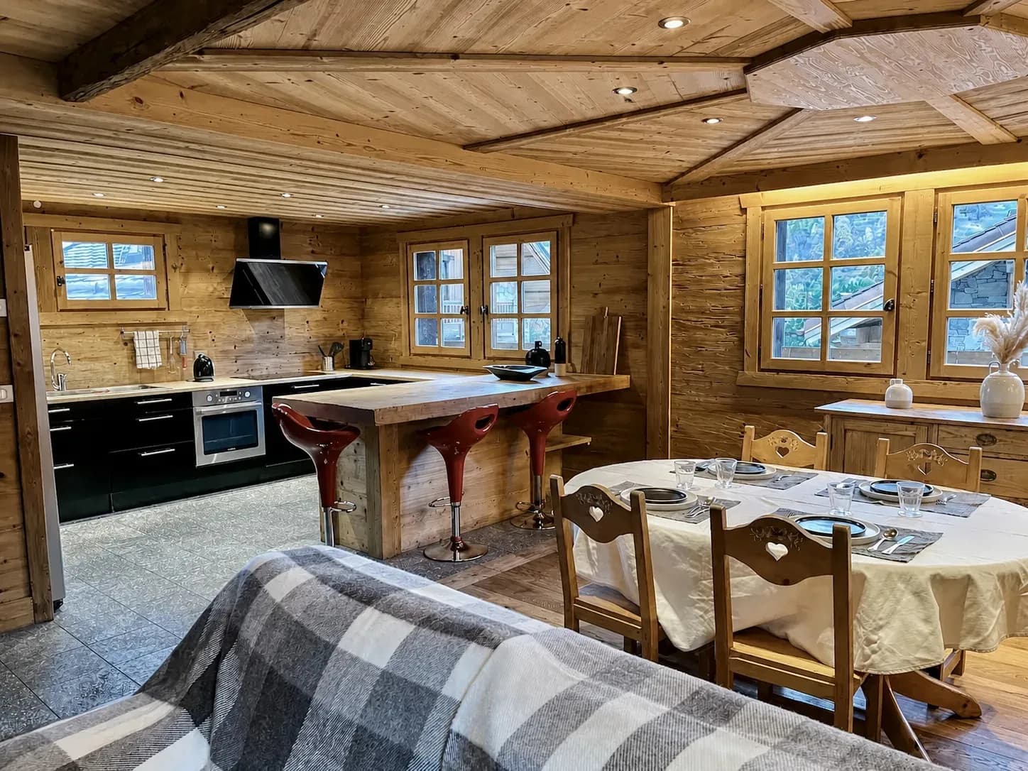 Open-plan kitchen and dining area
