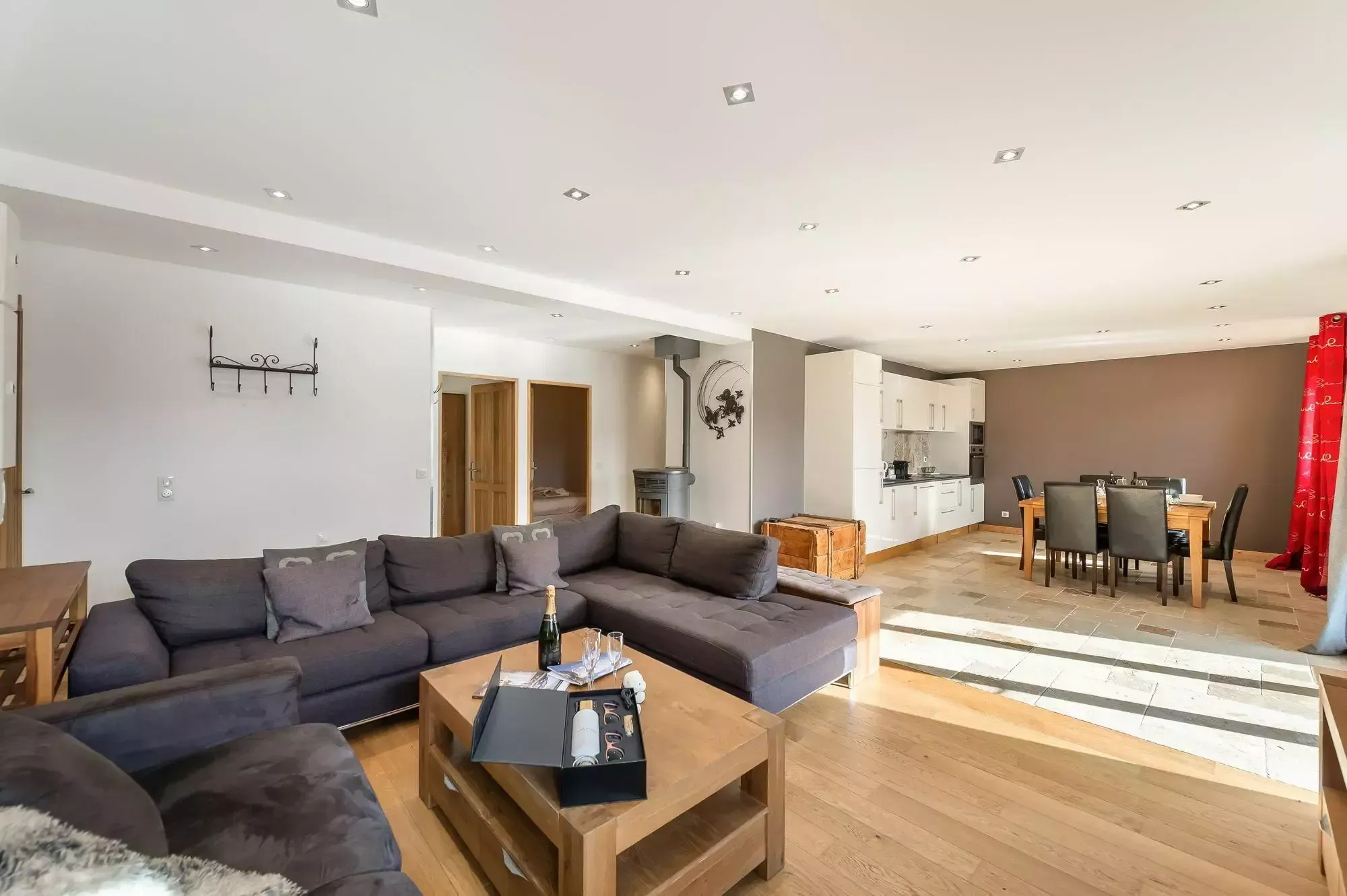 Open living and dining area