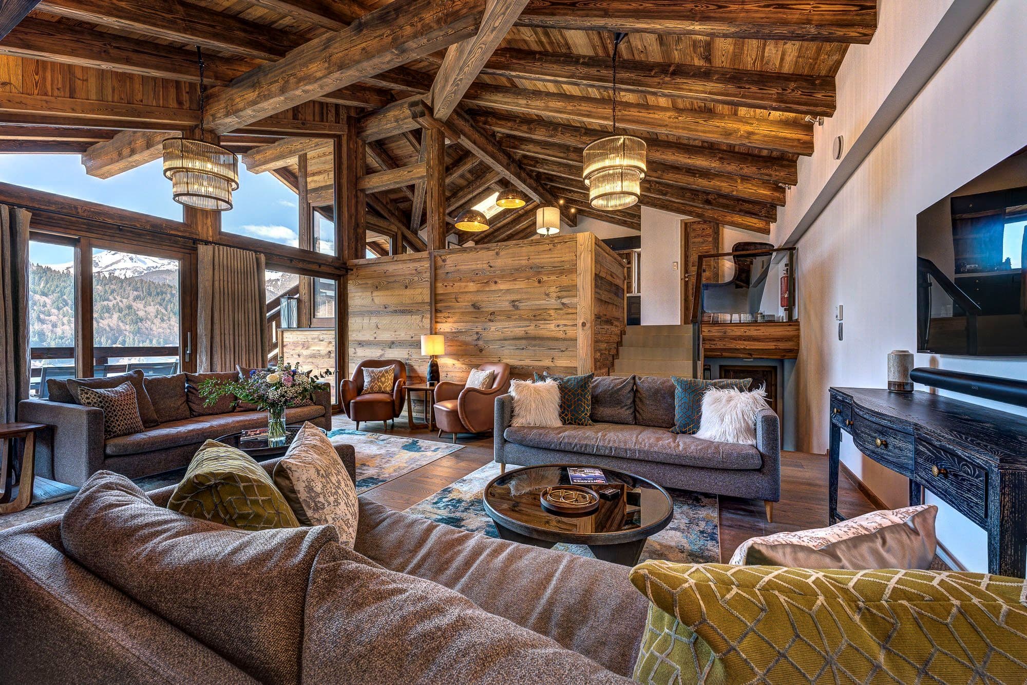 Vaulted fireside living