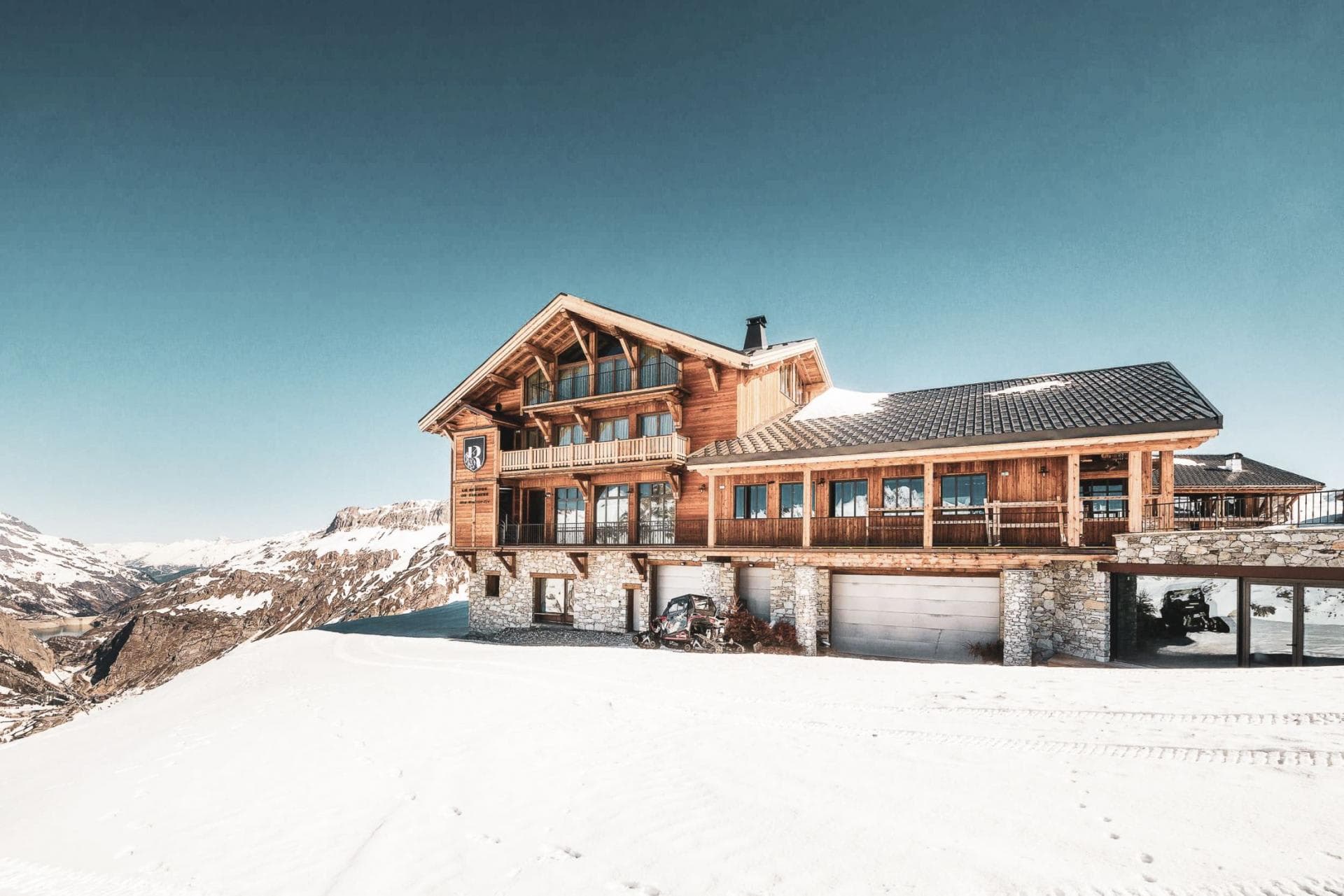Ski-in/ski-out chalet with heated garage and wrap-around viewing decks