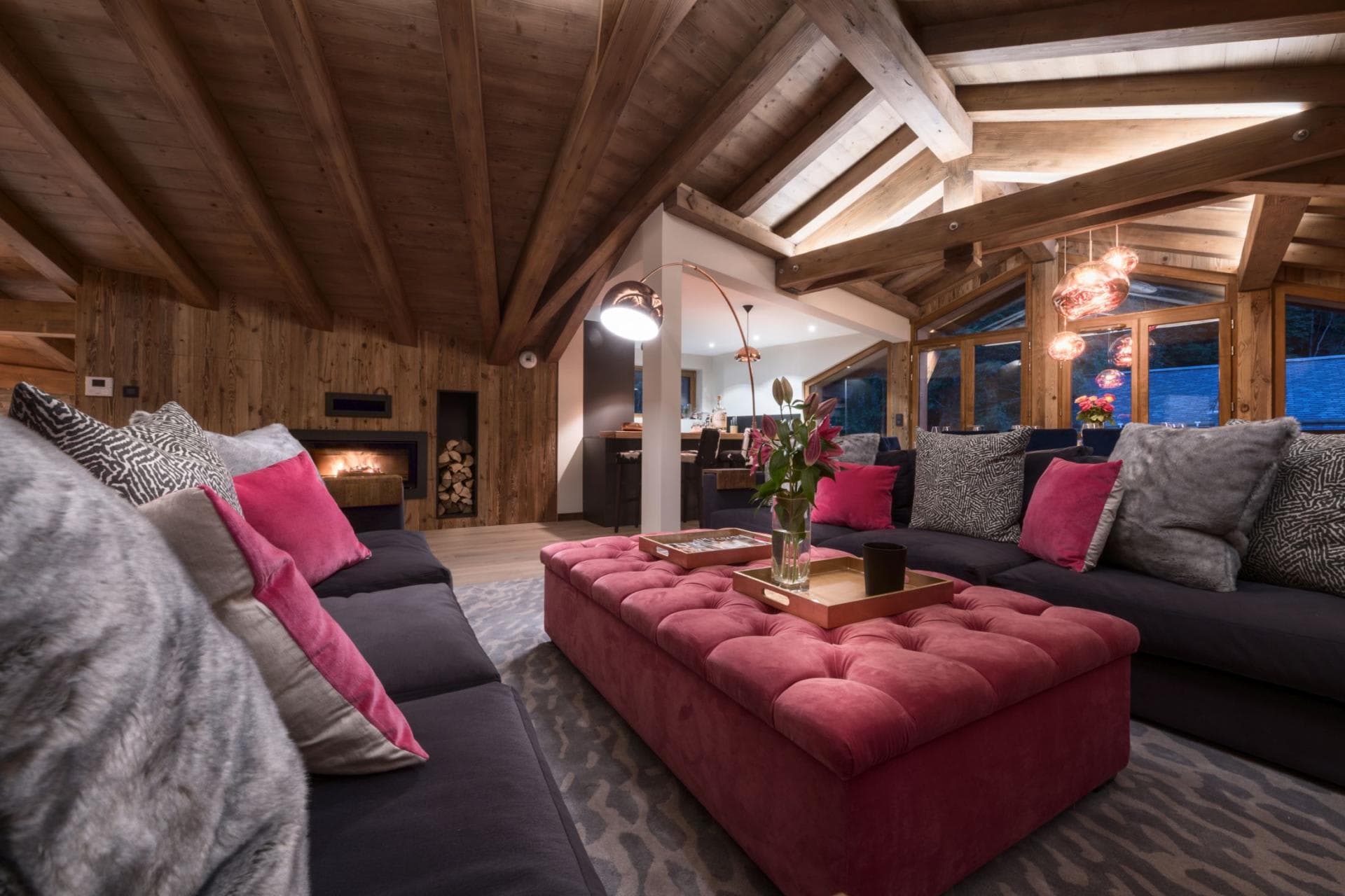 Open-plan living with a fire