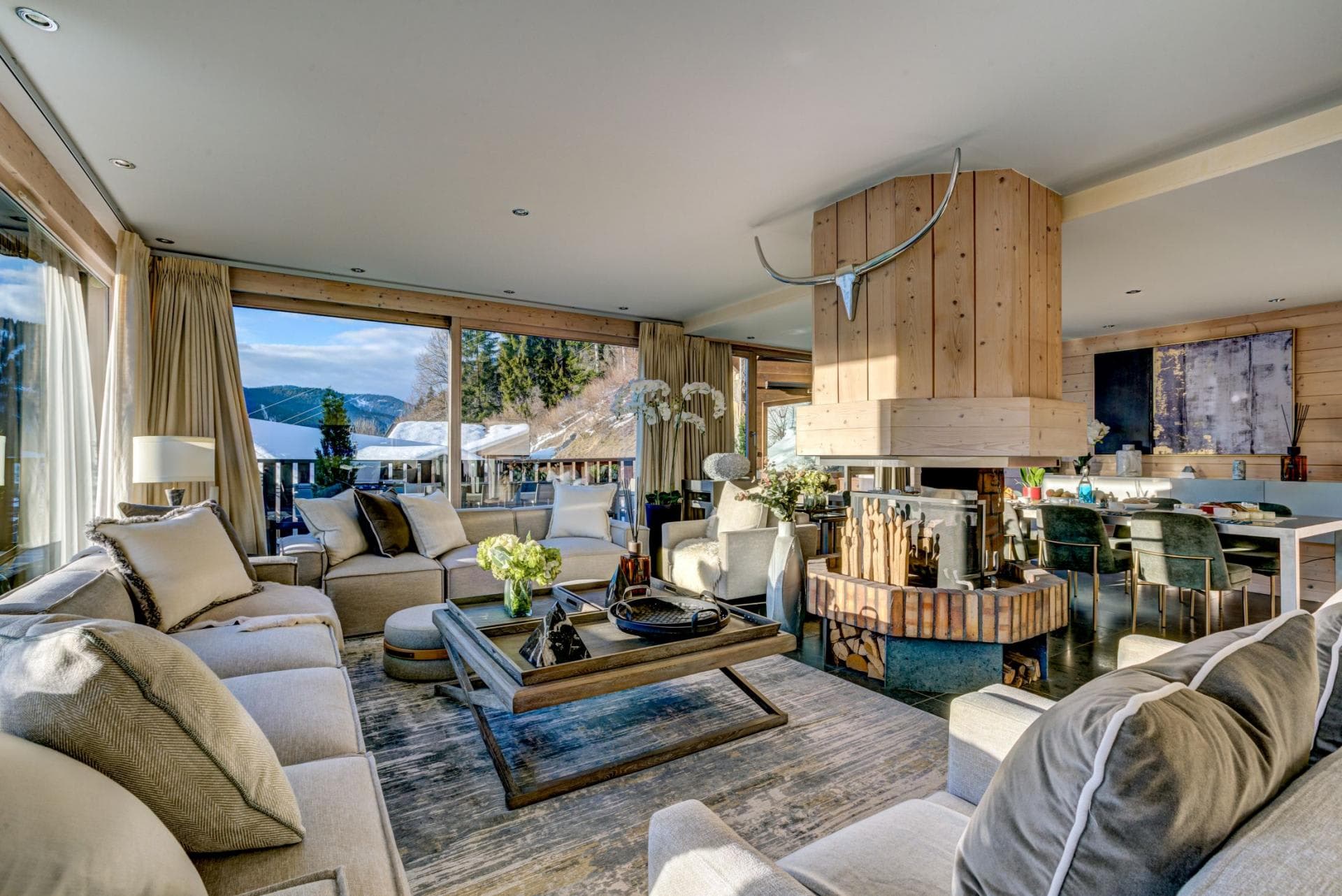 Panoramic fireside living