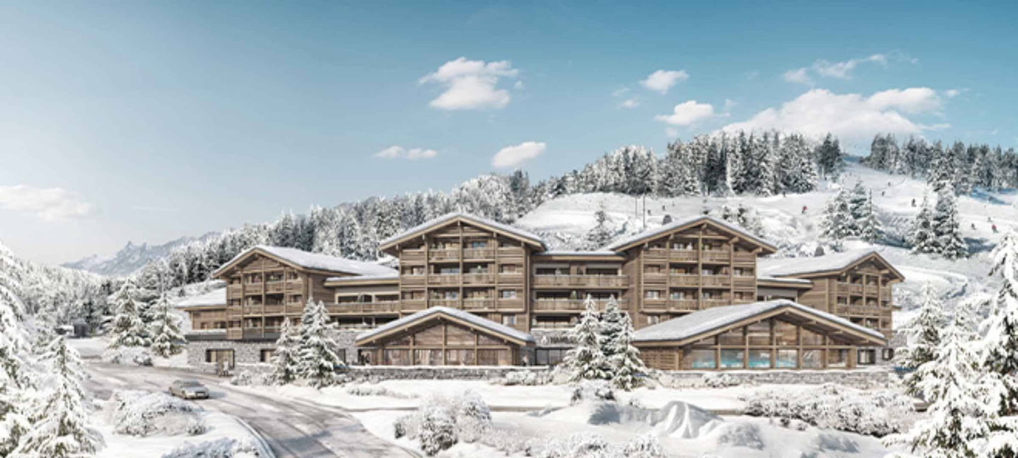 Ski-in/ski-out chalet with timber balconies and direct slope access